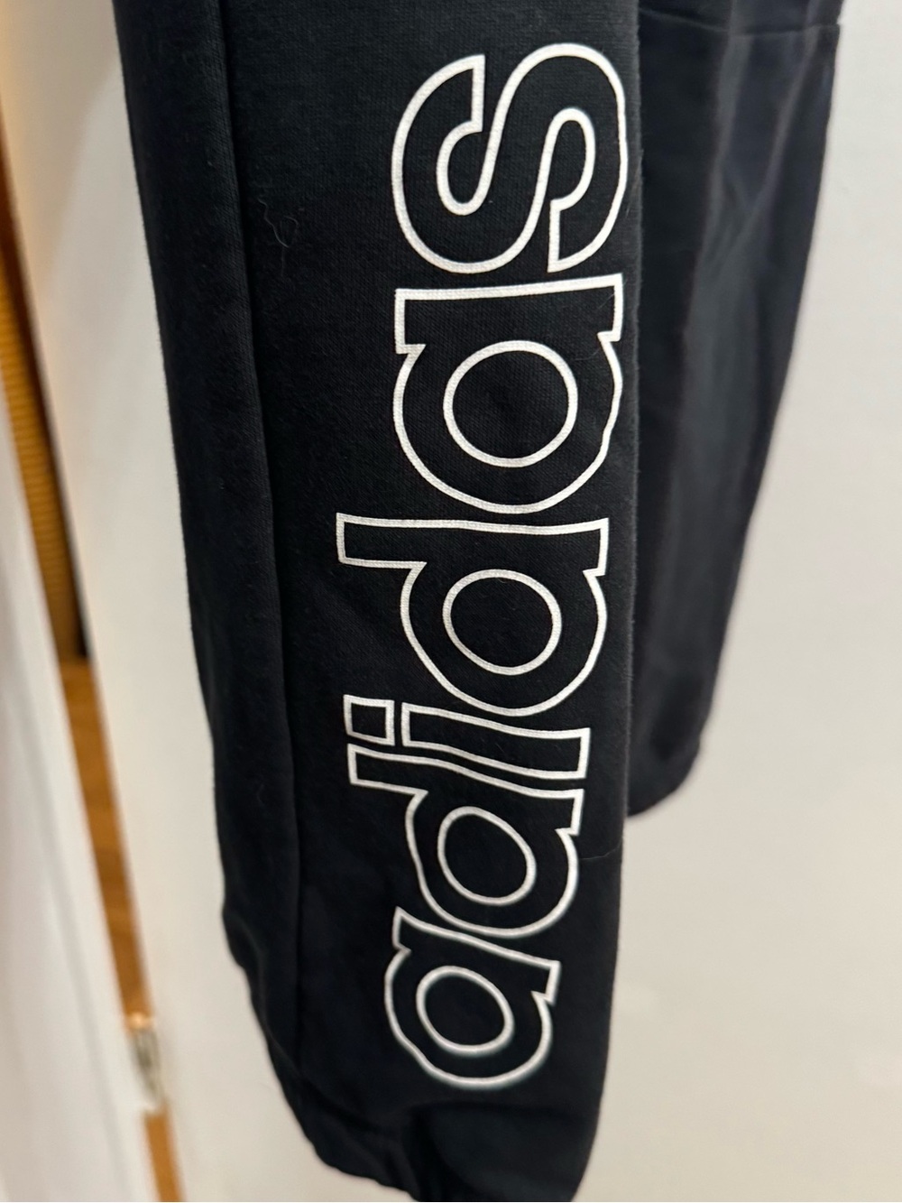 Adidas Black Joggers with White Logo Text